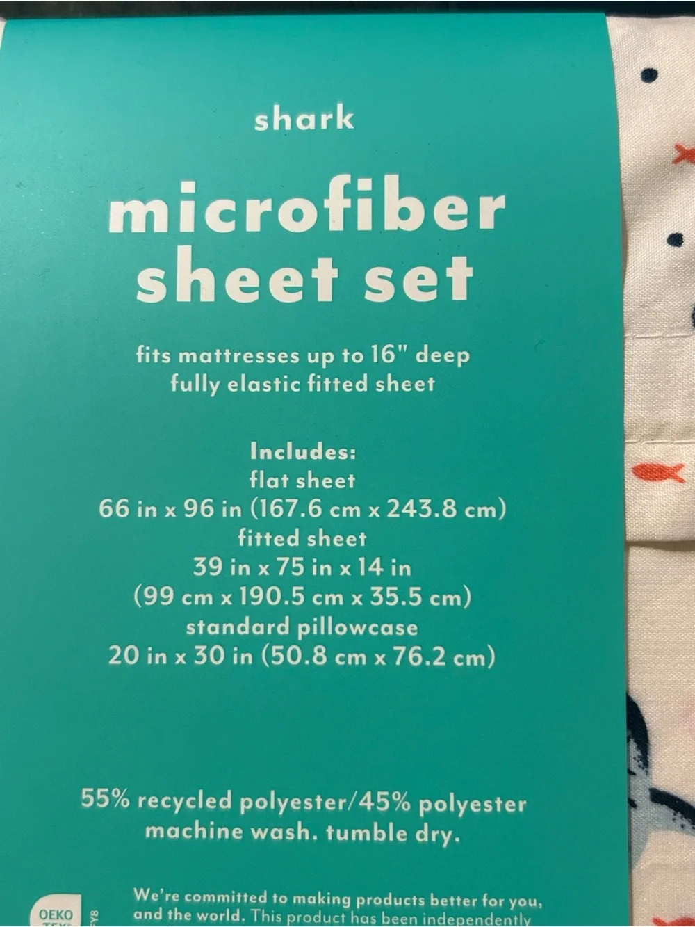 Pillowfort Shark Microfiber Sheet Set - White, Navy & Coral
